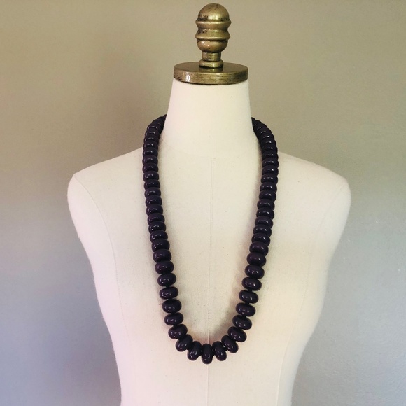 Large Black Bead Long Necklace - Picture 2 of 5